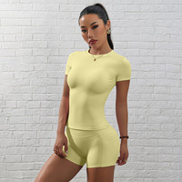 Ensemble de yoga à manches courtes, short taille haute élastique, tenue de sport, vêtements de sport pour femmes et filles