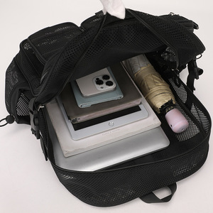 Cross-border Custom Hollow-out Multi-pocket <b>Backpack</b> Large Capacity Student Mesh <b>Backpack</b> <b>Computer</b> Bag Travel Beach Bag - Product Image 4