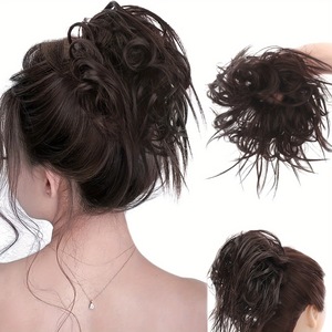Moños rizados despeinados con efecto peluca, accesorios para el cabello de aspecto natural para mujer, para uso diario y festivales - Product Image 1