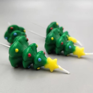 Christmas <b>Tree</b> Shaped Birthday Candle An Edible Festive Cake <b>Topper</b> for Holiday Themed Celebrations - Product Image 3