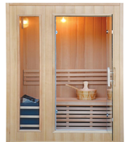 Ruang Sauna Uap Mewah Komersial untuk Rumah, 2 Orang, Kayu Hemlock, Sauna Tradisional Dalam Ruangan