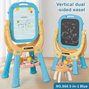 Ayarlanabilir çift taraflı 360-degree dönen 3 1 çizim uzun bacaklar ile oyuncak seti plastik şövale DIY sanat kurulu çocuklar için - Product Image 3