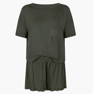 Ensemble de pyjama 2 pièces pour <span class=keywords><strong>femme</strong></span>, haut uni et short à pois, tenue de soirée sexy pour <span class=keywords><strong>femme</strong></span>, tricot, séchage rapide, vêtements de nuit - Product Image 3