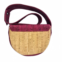 Tas Bahu Bentuk Sabit dengan Tekstur Kork untuk Wanita Desain Ringan Crossbody Dompet Vegan Logo Kustom OEM