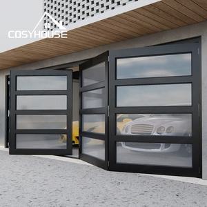 <span class=keywords><strong>Porte</strong></span> <span class=keywords><strong>de</strong></span> <span class=keywords><strong>garage</strong></span> en verre à cadre en aluminium pliable automatique pour bâtiments résidentiels modernes - Product Image 1