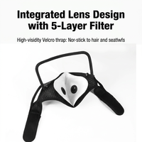 Masque de cyclisme respirant en polyester avec filtre remplaçable, anti-smog, anti-poussière, masque de sport et de gym avec valve respiratoire et lunettes