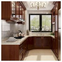 Armoires de cuisine en chêne rouge massif avec finition de revêtement transparent mat PRIMA et îlot en marbre noir