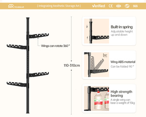 YIJIALE Prêt à expédier OEM/ODM Porte-manteau télescopique sans perçage, installation rapide, hauteur réglable, pour maison <span class=keywords><strong>de</strong></span> location - Product Image 2