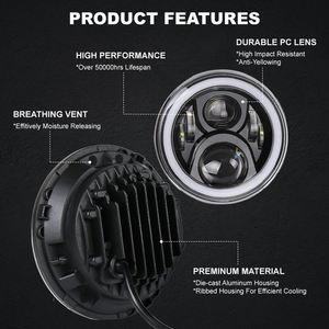 OVOVS Faros LED Redondos de 7 Pulgadas H6024 Ámbar <span class=keywords><strong>Halo</strong></span> Señal de Giro DRL Blanco para Jeep Wrangler JK TJ CJ Hummber H1 H2 - Product Image 5