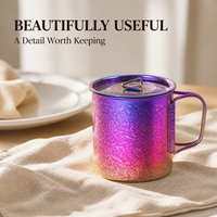 Tasse en titane avec finition cristal colorée, portable pour le thé, le café, le bureau et les activités de plein air, avec logo personnalisé, vente en gros pour les particuliers