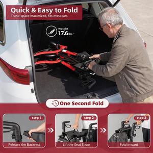 Rollator <strong>Walker</strong> with <strong>Seat</strong> <strong>for</strong> Seniors, 16" Breathable Fabric <strong>Seat</strong> 350lbs, Foldable 4 Wheel Rolling <strong>Walker</strong>, 8" All Terrain Wheels - Product Image 5