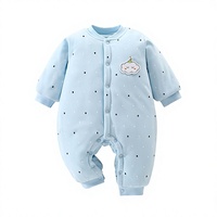 Romper Bayi Musim Dingin Tiga Lapis Hangat Berlapis Selimut Pakaian Bayi Baru Lahir Katun Murni Katun Sisir Tanpa Tulang Kancing Tersembunyi Setelan Onesie