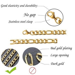 Chaîne <span class=keywords><strong>gourmette</strong></span> cubaine en acier inoxydable 316L plaqué or PVD 18K, 5 largeurs, avec fermoir mousqueton, bijoux <span class=keywords><strong>pour</strong></span> hommes et femmes, vente en gros, personnalisable OEM - Product Image 6