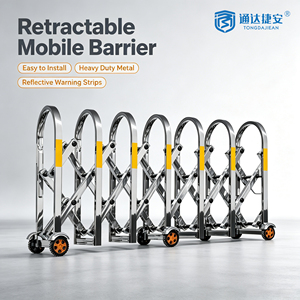 Barrière accordéon manuelle extensible en aluminium OEM, <span class=keywords><strong>5</strong></span> mètres, pour croisement, garantie 2 ans, barrières de circulation, <span class=keywords><strong>portail</strong></span> pliant en carton - Product Image 3