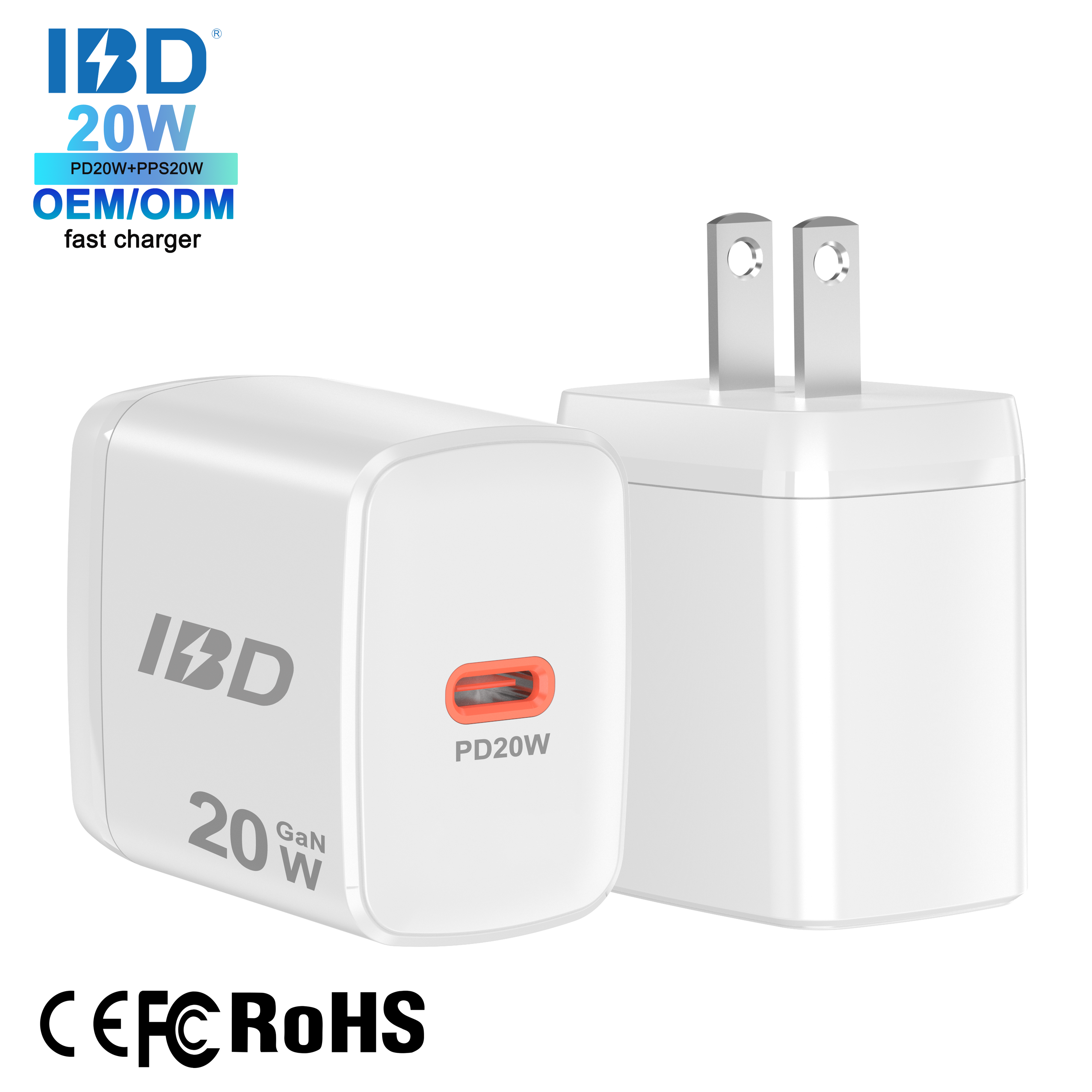 Cargador GaN con enchufe estadounidense 1C