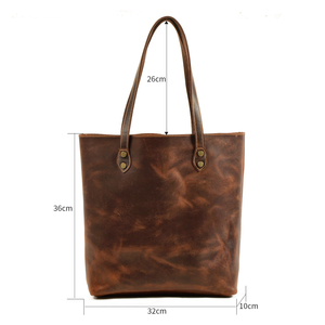 logotipo personalizado hecho de cuero bolso de hombro bolso bolsa de lujo de cuero de Caballo Loco mujer bolsa - Product Image 2