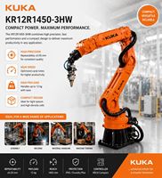 Robot industriel KUKA KR12R1450-3 HW à 6 axes, charge utile de 12 kg, portée de 1450 mm pour la manutention et l'assemblage