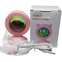 Lámpara de Noche Moderna Mini Conejo Rosa con Proyección de Atardecer LED, Halos Arcoíris, Material ABS, Alimentación por Enchufe, Color Único