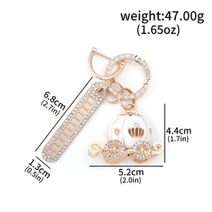 High Quality Luxury Sparkling Pumpkin Bag Charm, Crystal Crown Carriage Keychain <strong>Sweet</strong> <strong>Gift</strong> for Girls - Product Image 6