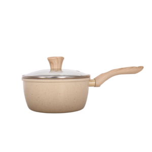 Casserole antiadhésive Mrable en aluminium forgé, économique, pour la cuisine, avec couvercle en verre trempé et poignée en bois. - Product Image 6