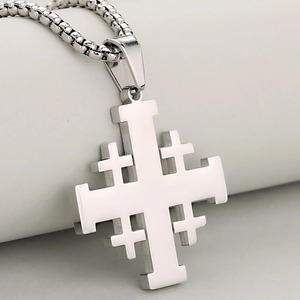 Collier avec pendentif croix en acier inoxydable, bijoux catholiques chrétiens, chaîne hip hop punk, cadeaux de baptême pour hommes et femmes, marque Sunling - Product Image 4