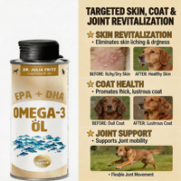 Complément Oméga Professionnel 250ml Napfcheck 100% Naturel pour Peau Saine et Brillante, Soutien Immunitaire et Digestion Sensible pour Chiots et Chiens Seniors