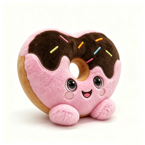 Peluche donut personnalisée, peluche donut en forme de cœur, peluche alimentaire, animal en peluche dessert - Product Image 1