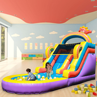 Toboggan aquatique gonflable commercial en PVC pour l'extérieur et l'intérieur, toboggan gonflable sec et humide avec piscine et souffleur pour adultes et enfants, idéal pour les fêtes