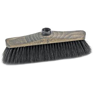 Escoba de madera SOREX con cerdas de crin de caballo, 28 cm, rosca europea, acabado oscuro. - Product Image 1