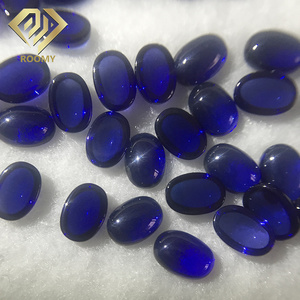 Gema de Zafiro Sintético Cultivado en Laboratorio, <span class=keywords><strong>Azul</strong></span> Oscuro, Corte Ovalado Cabujón 5A, Alta Calidad - Product Image 2