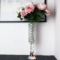Grand vase à fleurs de luxe transparent en verre, 5 pièces, pour mariage, décoration de table, pièces centrales, vente en gros