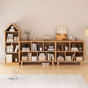 <b>Childrens</b> <b>Bookcase</b> Floor Standing Storage Shelf 10 Shelves Multifunctional Cabinet For Kids Room Toy Storage Scandinavian Style - Product Image 1