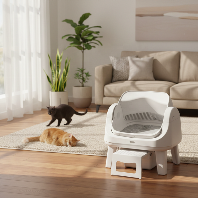 For Open Top Automatic Cat Litter Box Large Capacity Self Clean Easy Clean Eco-Friendly Smart Sensor Anti Pinch Odor Free