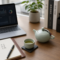 Service à thé en céramique émaillée avec théière et quatre tasses, style chinois, boîte cadeau en papier kraft pour la préparation du thé à la maison et au bureau