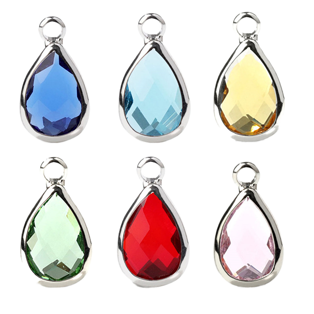 Gold Plated Copper Water Drop Crystals Birthstone Children's Pendant Charms DIY Handmade Jewelry Making Gift Findings