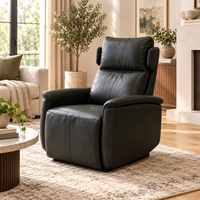 Fauteuil inclinable moderne en cuir noir avec mousse à mémoire de forme, chaise individuelle rembourrée en bois, mobilier de maison pour salon et chambre, structure métallique