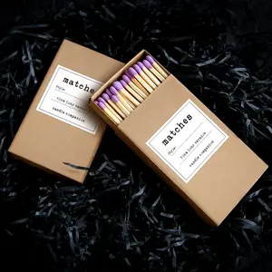 Hot Sell Long Matches Box Colored Match For Hotel Candle Strong Sticks High Quality Wooden Embossed Printing Matchsticks