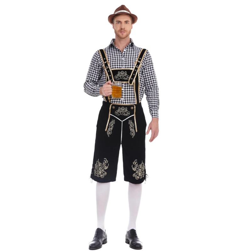 3645[Top nero + pantaloni neri + cappello marrone