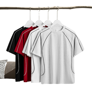 Camisetas de hombre de talla grande de 100% algodón con logotipo personalizado bordado de peso pesado 240 gramos tela de punto informal holgada con estampado en blanco - Product Image 1