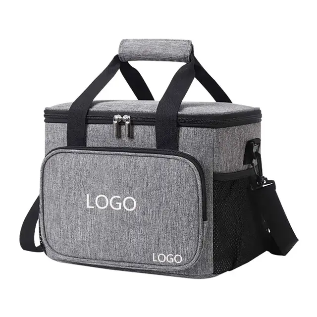 Custom Printed 600D Polyester Lunch Bag For Office Travel Picnic Portable Food Takeway Shoulder Bag Thermal Insulated Cooler Bag