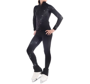 Pantalones de Patinaje Artístico de hielo personalizados para niñas y mujeres, mallas de esquí de lana para práctica de entrenamiento con lazos, <span class=keywords><strong>ropa</strong></span> de entrenamiento de práctica cálida - Product Image 3