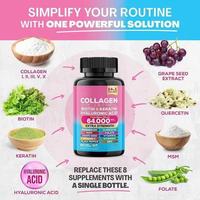 Kapsul Kolagen Peptida Biotin Keratin Asam Hialuronat Biji Anggur Quercetin Campuran Vitamin Suplemen Makanan