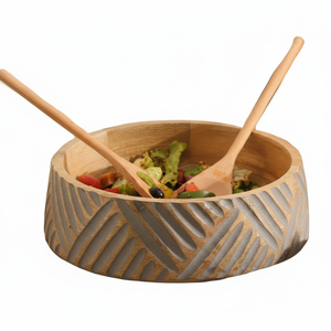 Cuenco de madera hecho a mano moderno para ensaladas y frutas, utensilios de cocina resistentes al calor para fiestas, catering y aperitivos, propósito decorativo - Product Image 1