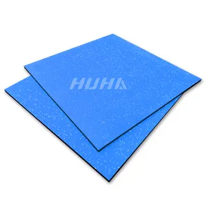 HUHA EPDM Blue+white flecks Rubber Gym Floor Mats for Gym Workouts Equipments Machines treadmill Bells Rubber Floor Tiles