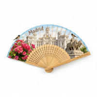 Großhandel Benutzerdefiniertes Logo Bedruckter Madrid Spanien Souvenir Handgefertigter Bambus-Fächer