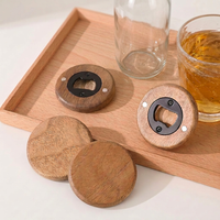 Abridor de Botellas Magnético de Madera Natural Portátil de 7 cm, Abridor Redondo Sólido para Cerveza, Vino y Bebidas, Imán para Refrigerador, Decoración para Cocina, Bar y Hogar