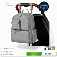 Sac à dos à langer Oxford nouveau style avec fermeture éclair, sac de voyage portable pour bébé, design tendance, compartiment isotherme pour matelas à langer