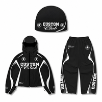 Survêtement unisexe personnalisé en Spandex/Coton thermique, style streetwear automne, coupe courte à capuche, noir et blanc