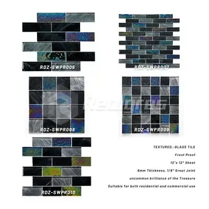 Realgres Vente en gros Carreaux de piscine bleu cobalt antidérapants bon marché standard 4mm Mosaïque de verre cristal porcelaine