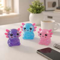 Jouets sensoriels anti-stress en maltose en gros, Axolotl amusant à paillettes à presser
